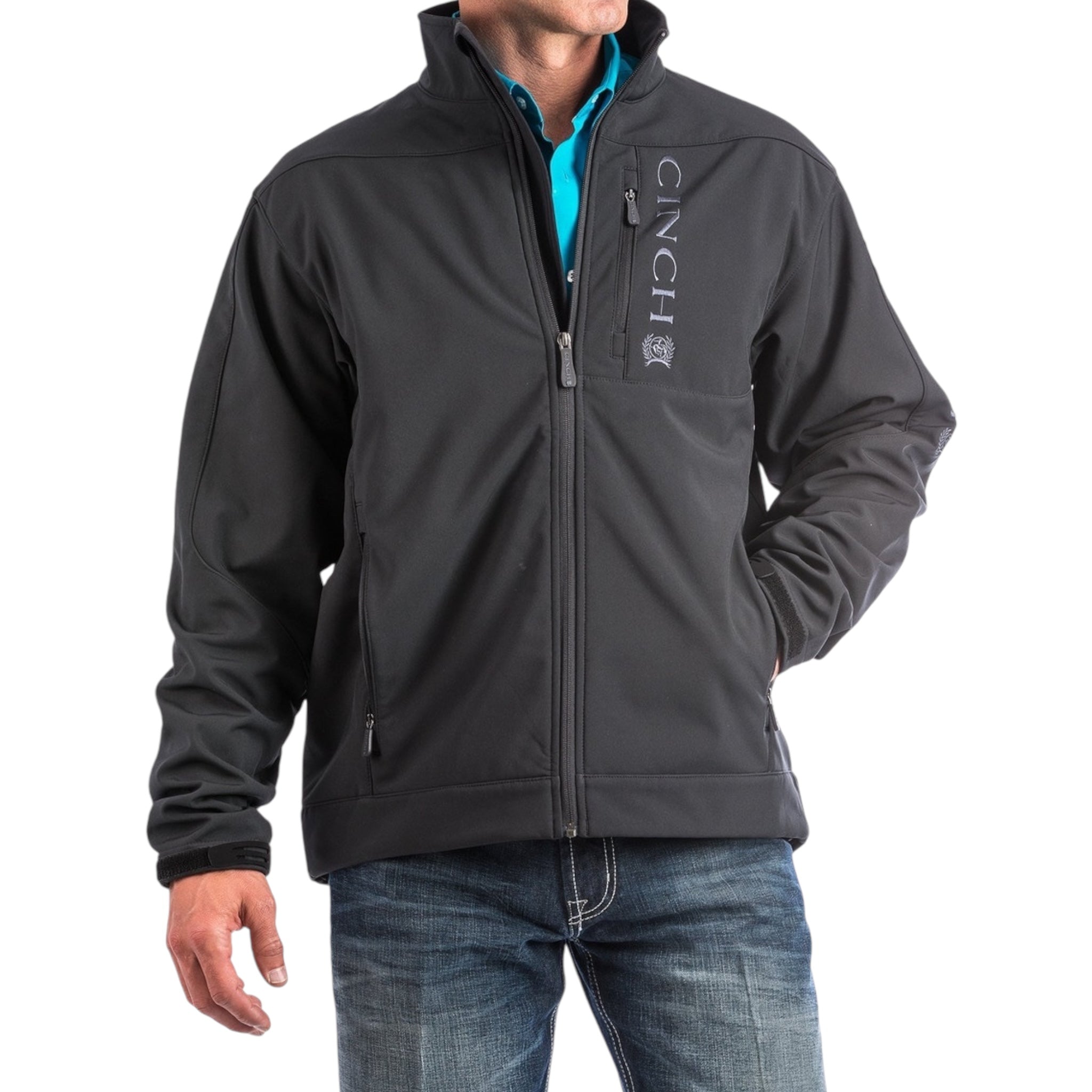 MEN'S CINCH - BLACK LOGO ZIP BONDED JACKET