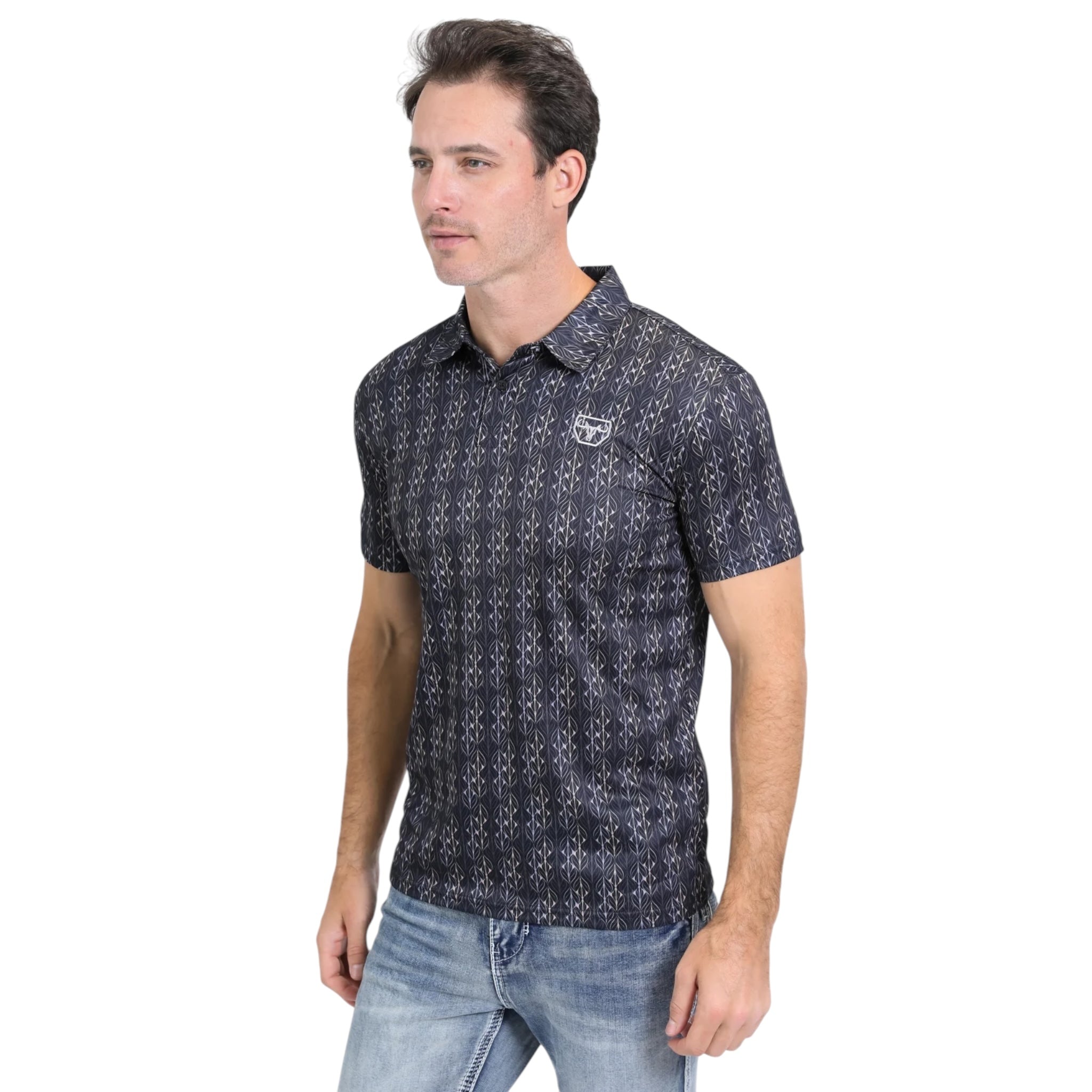 PLATINI MENS - BLACK/GOLD SLIM FIT PERFORMANCE POLO - PGP10544