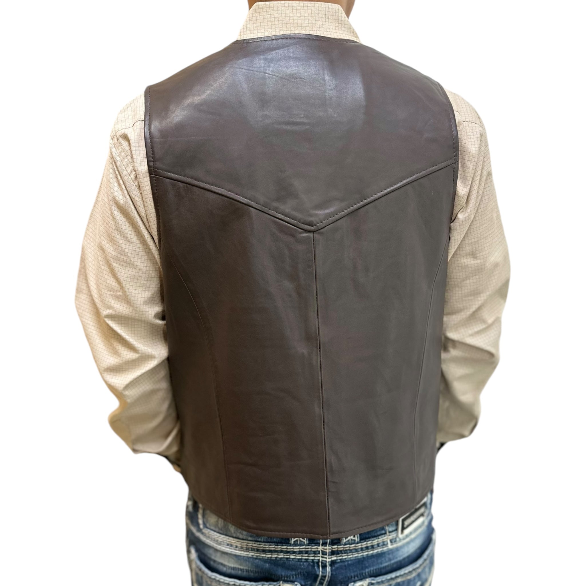 MEN'S LAMBN LEATHER VEST - CHOCOLATE