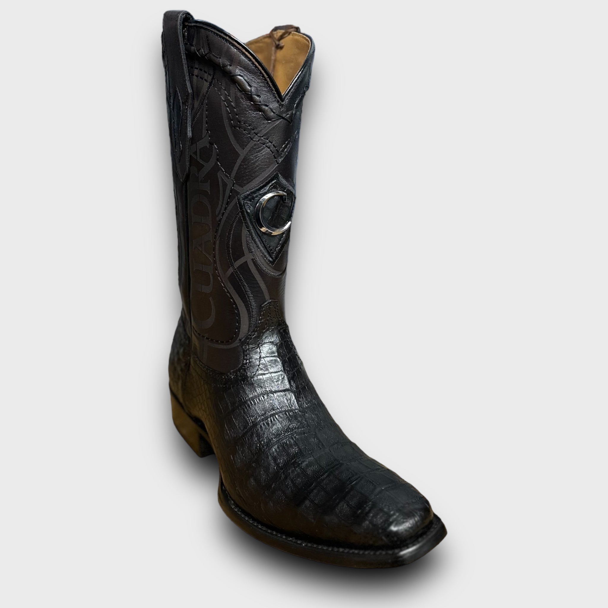 CU846- MN CUADRA BLACK CAIMAN FRENCH TOE