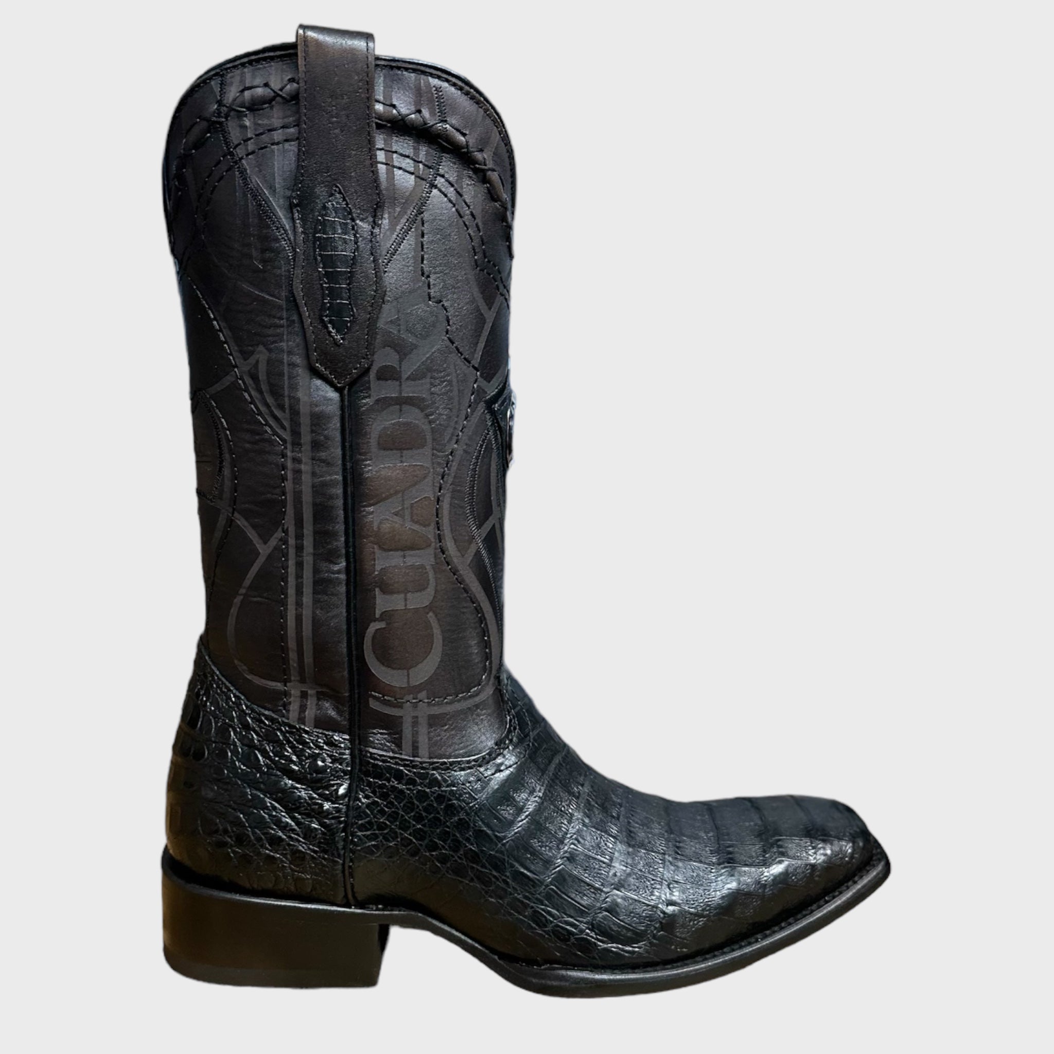 CU846- MN CUADRA BLACK CAIMAN FRENCH TOE