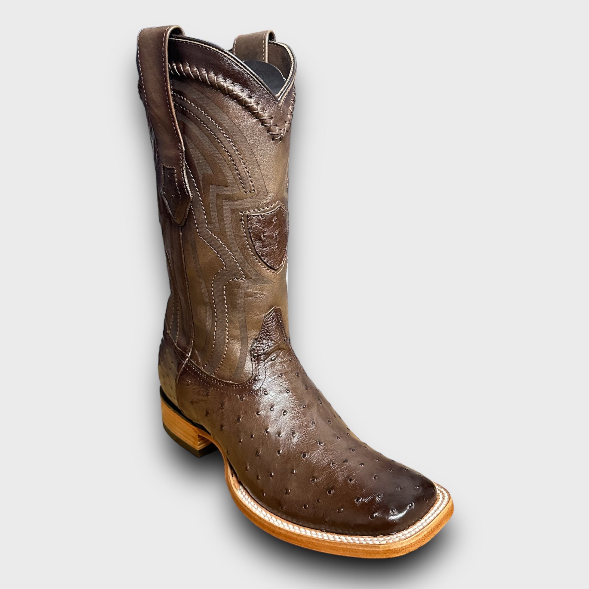 MN WILD WEST FADED BROWN OSTRICH WIDE SQ. TOE