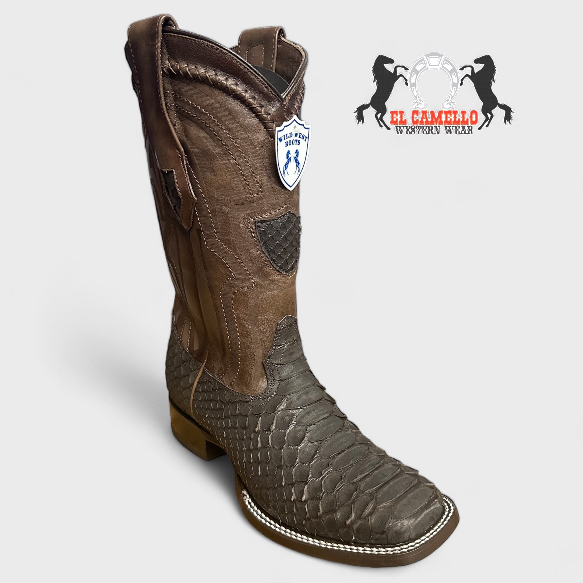 MN WILD WEST NOBUCK BROWN PYTHON WIDE SQ. TOE