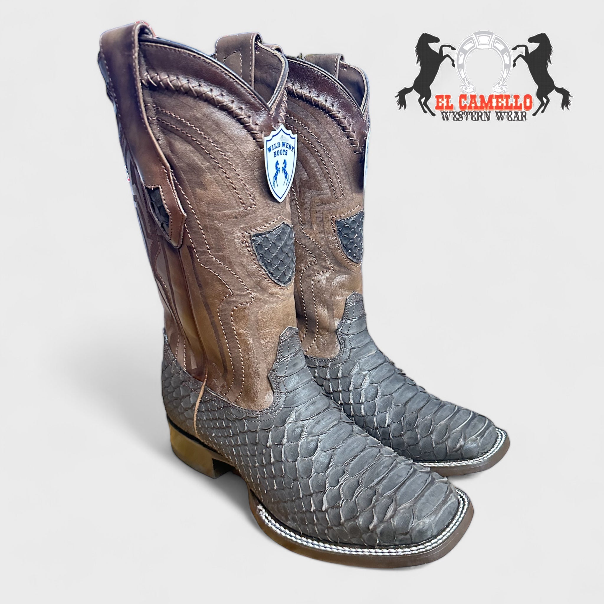 MN WILD WEST NOBUCK BROWN PYTHON WIDE SQ. TOE