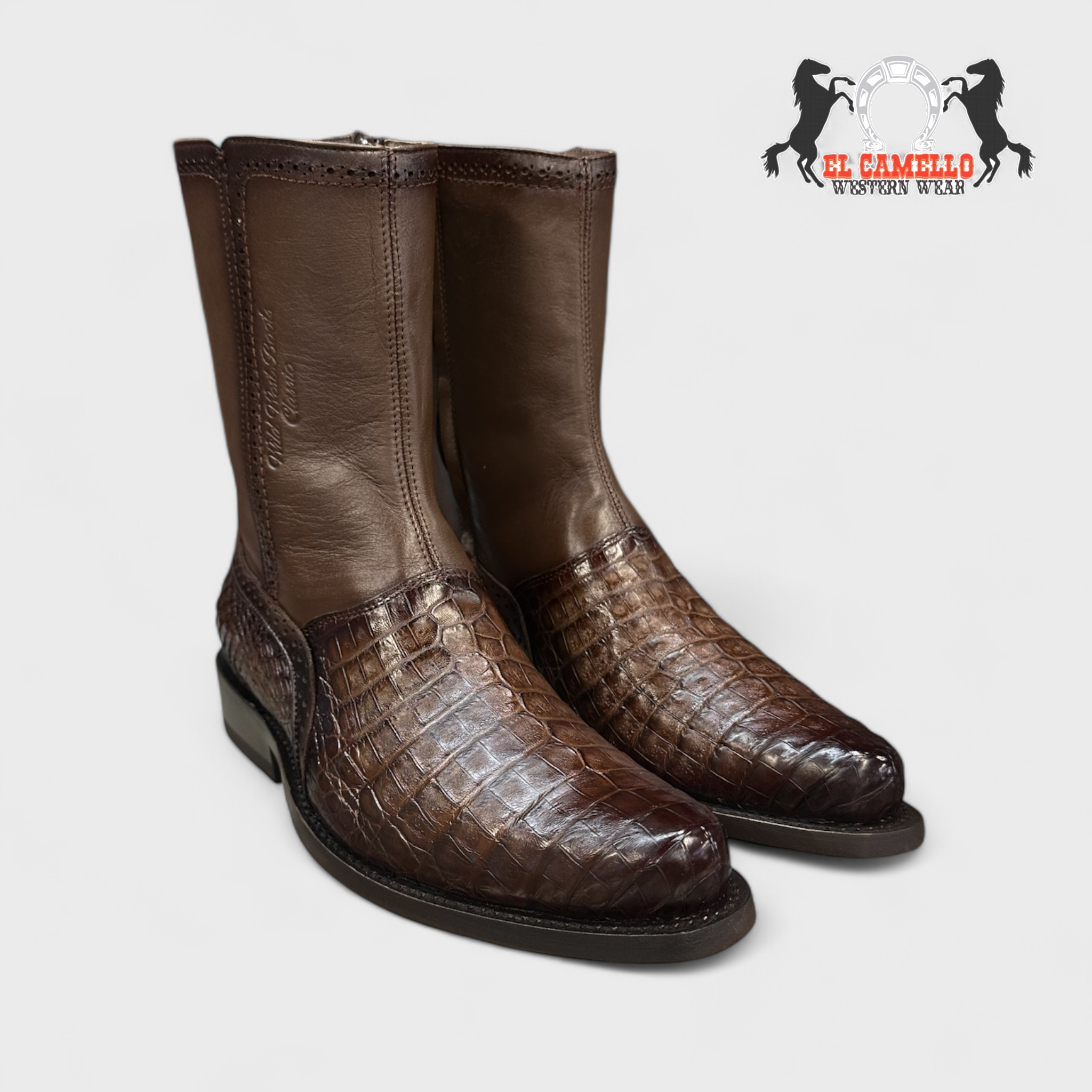 MN WILD WEST FADED BROWN CAIMAN BELLY DRESSY BOOT