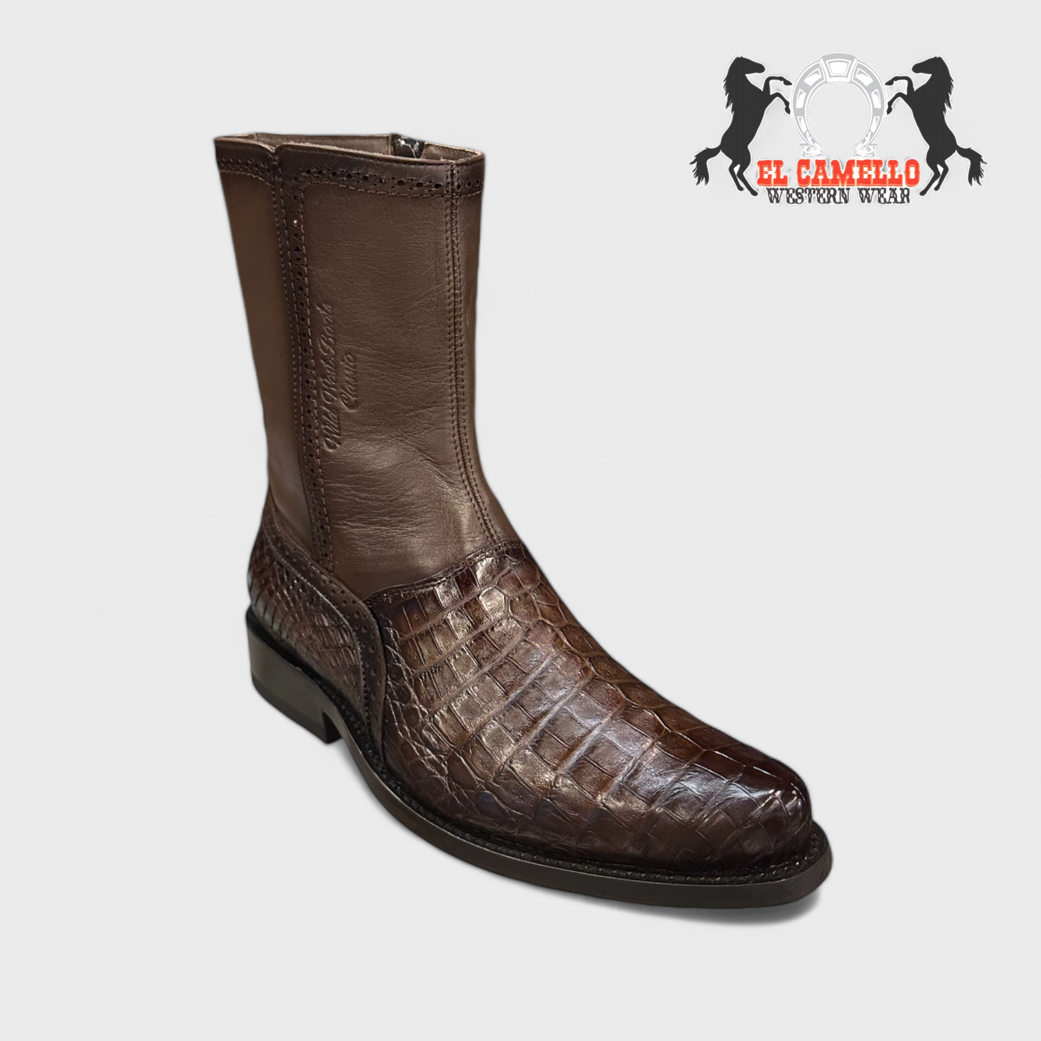 MN WILD WEST FADED BROWN CAIMAN BELLY DRESSY BOOT