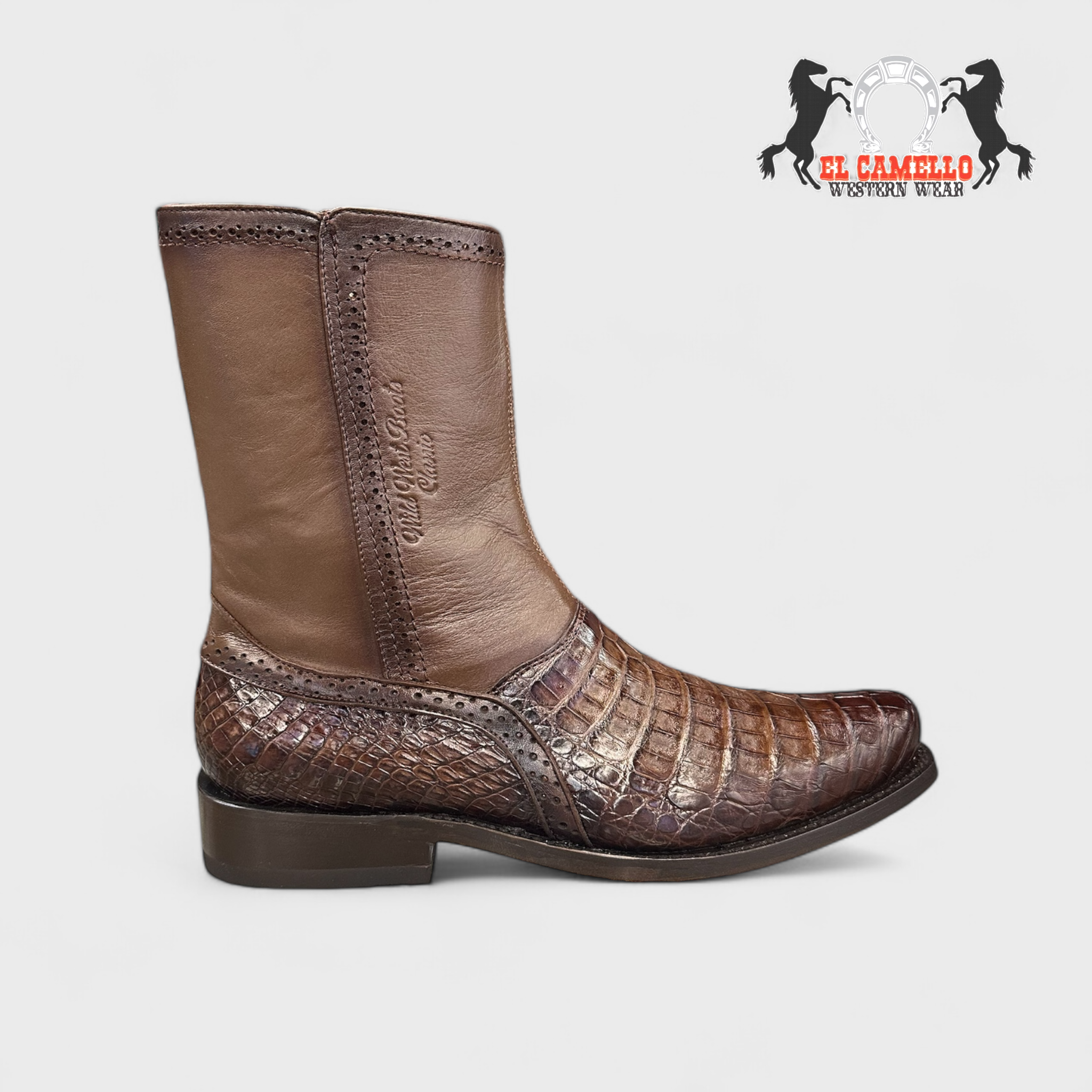 MN WILD WEST FADED BROWN CAIMAN BELLY DRESSY BOOT