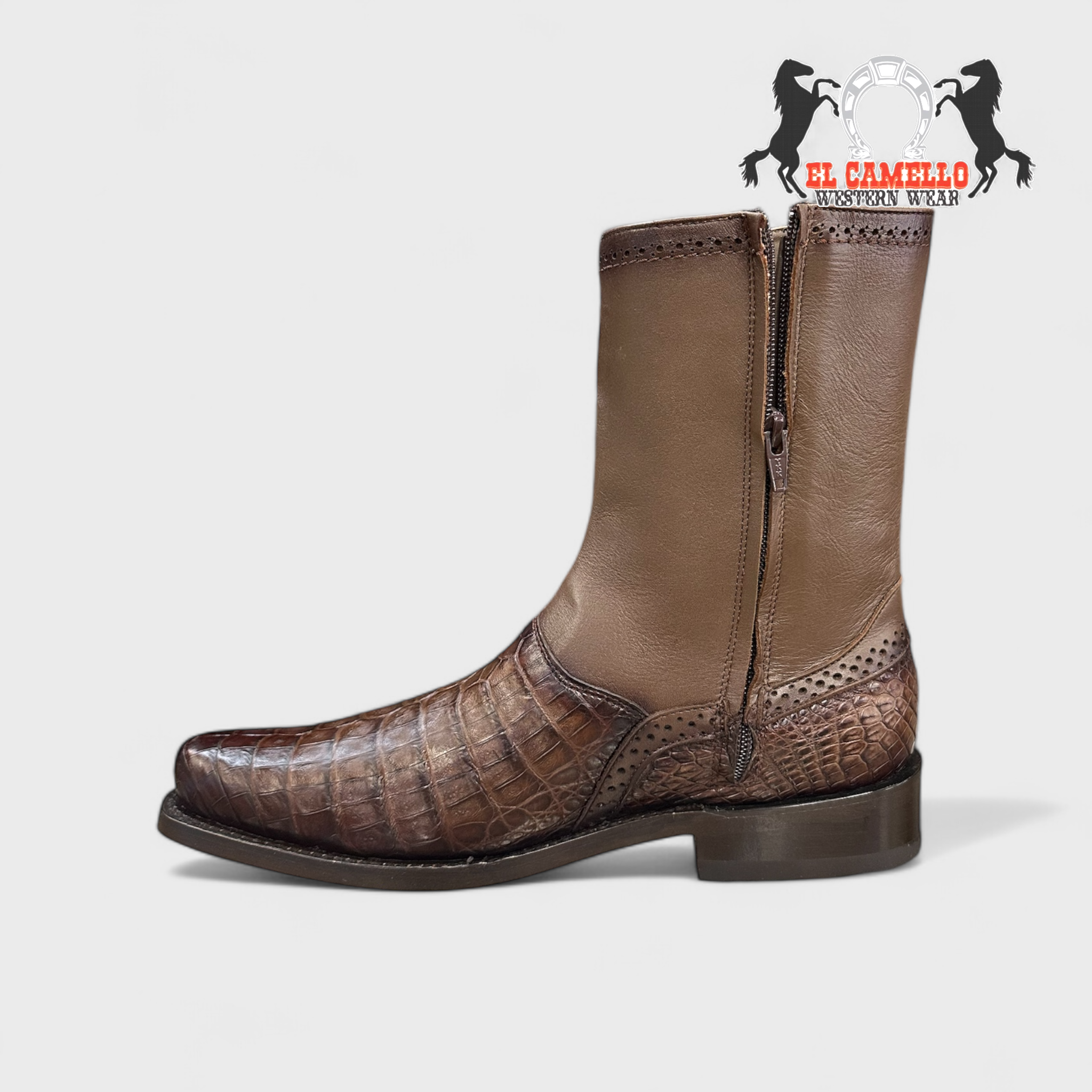 MN WILD WEST FADED BROWN CAIMAN BELLY DRESSY BOOT