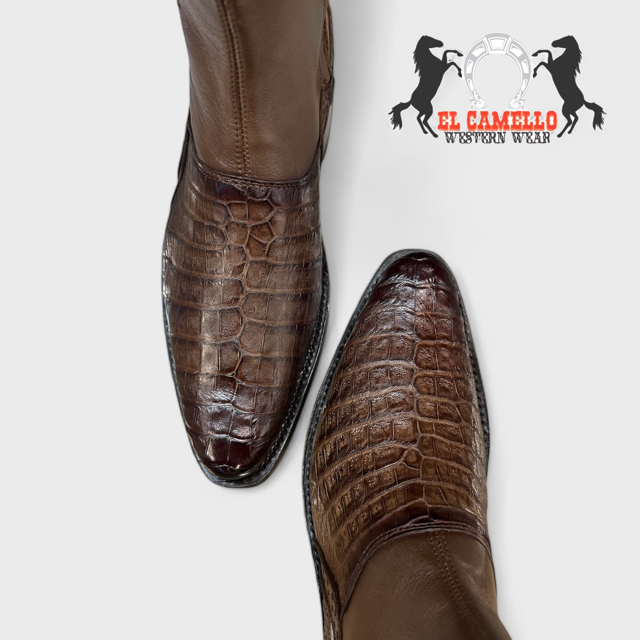 MN WILD WEST FADED BROWN CAIMAN BELLY DRESSY BOOT