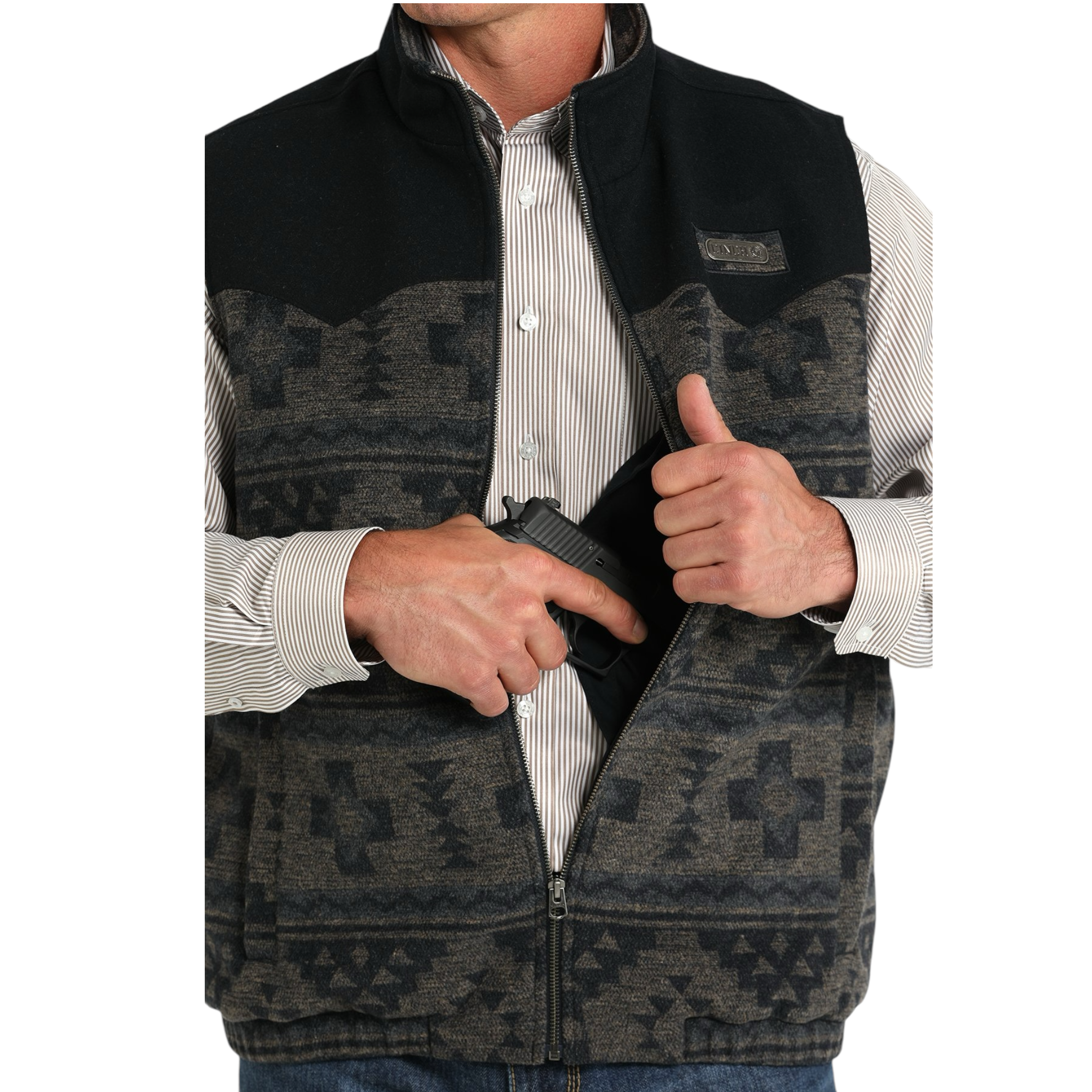 MEN'S CONCEALED CARRY AZTEC VEST-NAVY