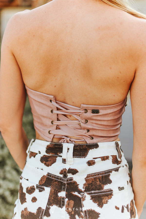 Pink Corset W Concho Chain Detail Top - TO1110-PNK