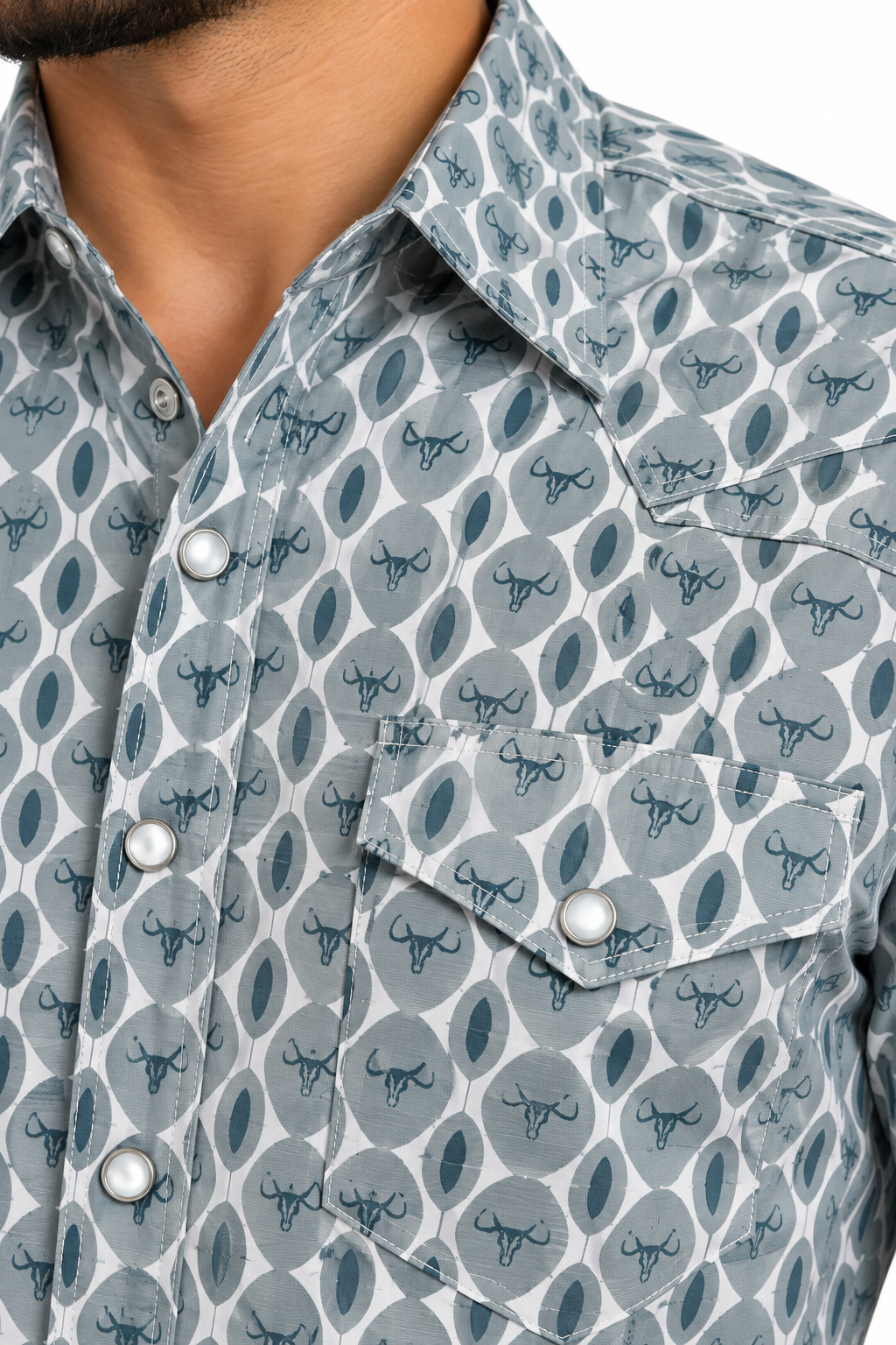Platini Men’s Gray Geo Print Short Sleeve Shirt PGW10644