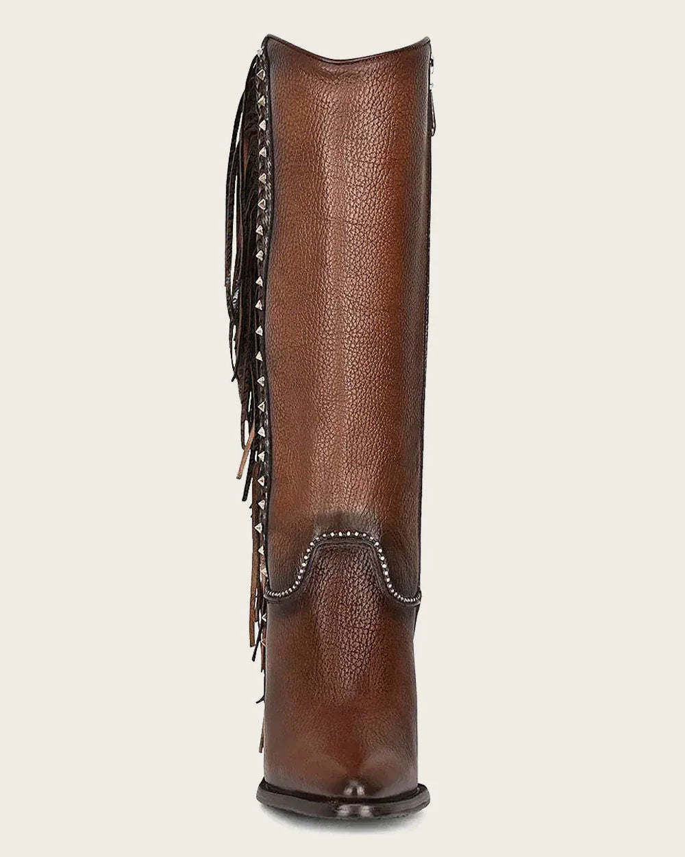Braided Brown Leather Knee High Boots CU695