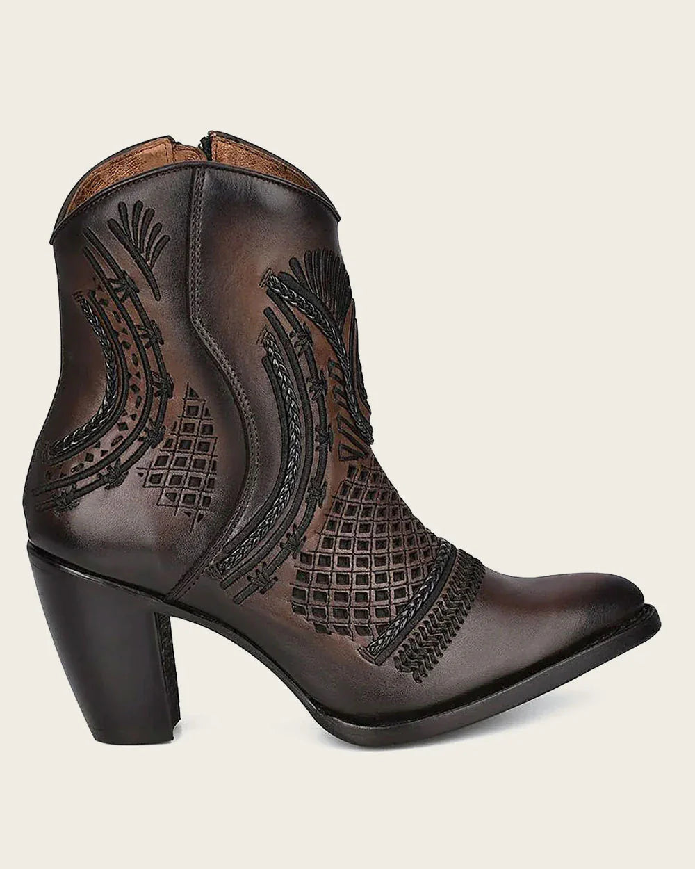 Artisan Embroidered Leather Ankle Booties CU635