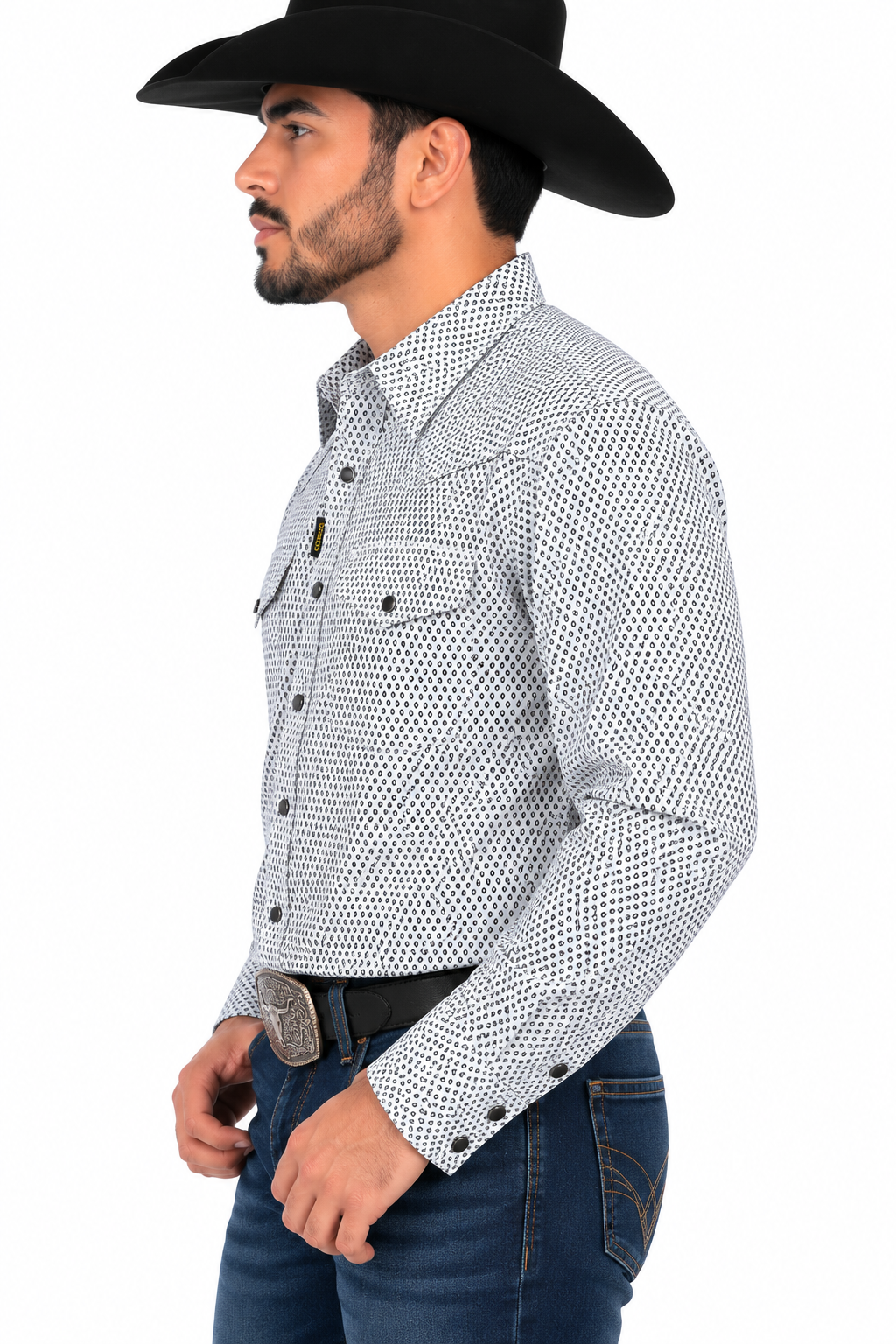 CHUXX White Geometric Print Western Shirt SWP177