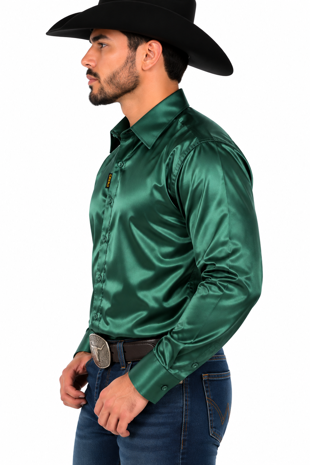 CHUXX Green Satin Long Sleeve Shirt CHLS2120