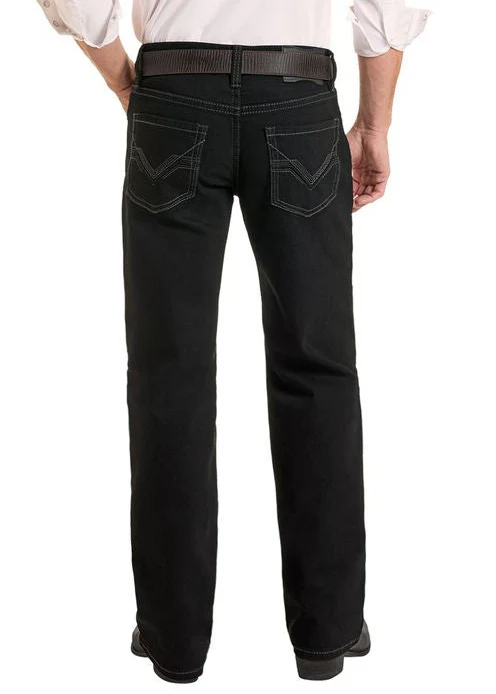 BLACK RELAXED FIT STRAIGHT LEG JEANS BMOSD02484