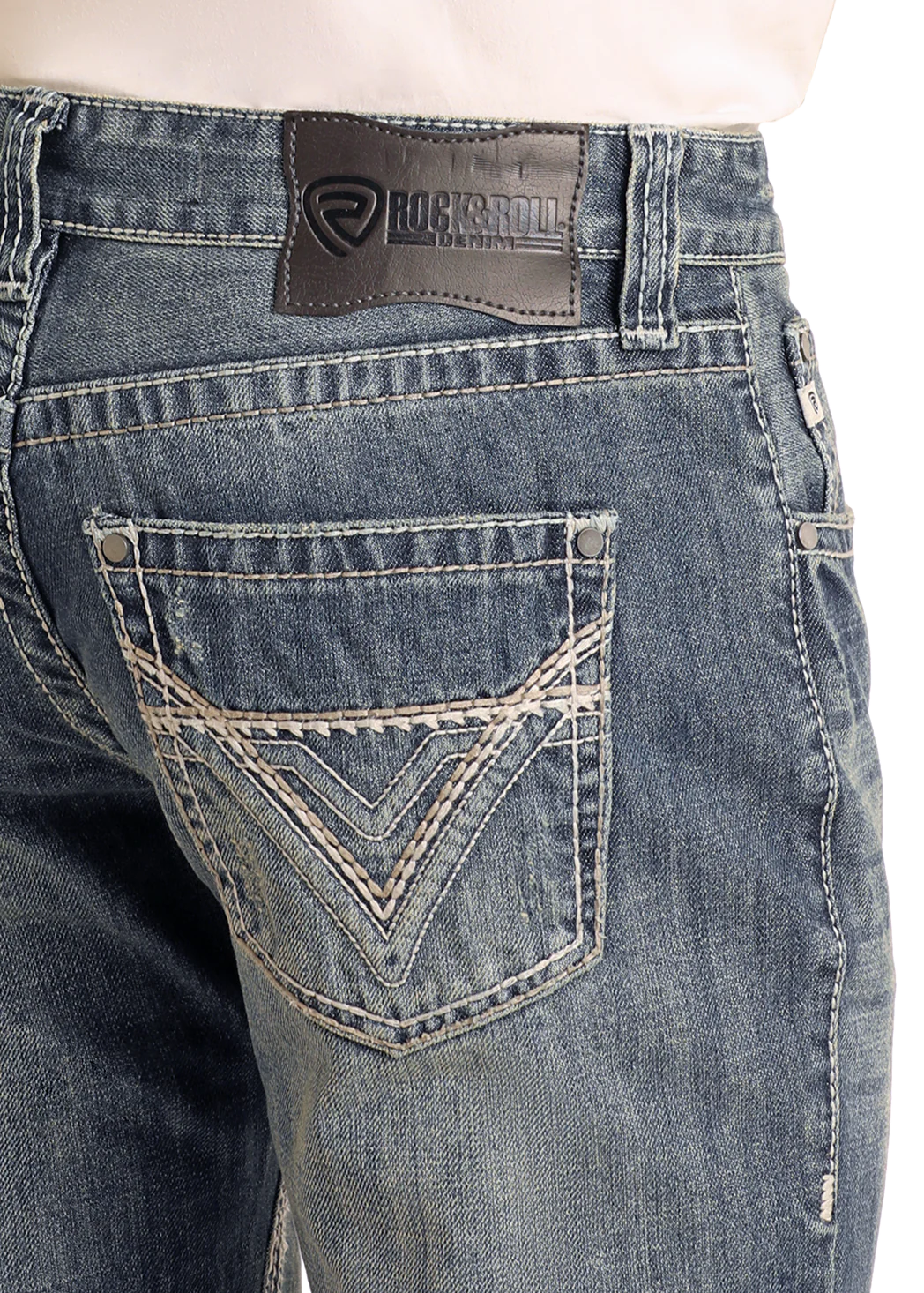 REGULAR FIT IVORY TOP-STITCHING BOOTCUT JEANS MOP2602