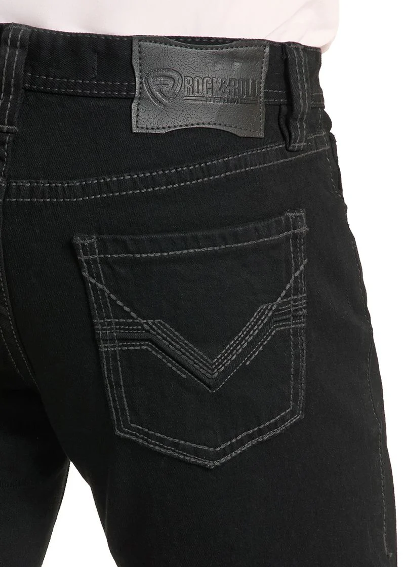 BLACK RELAXED FIT STRAIGHT LEG JEANS BMOSD02484