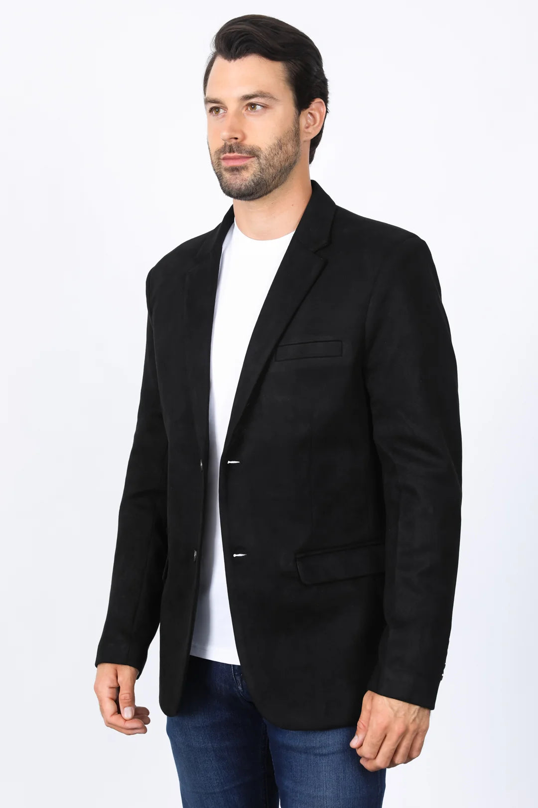 Double Button Suede Blazer BLACK BLZ8387