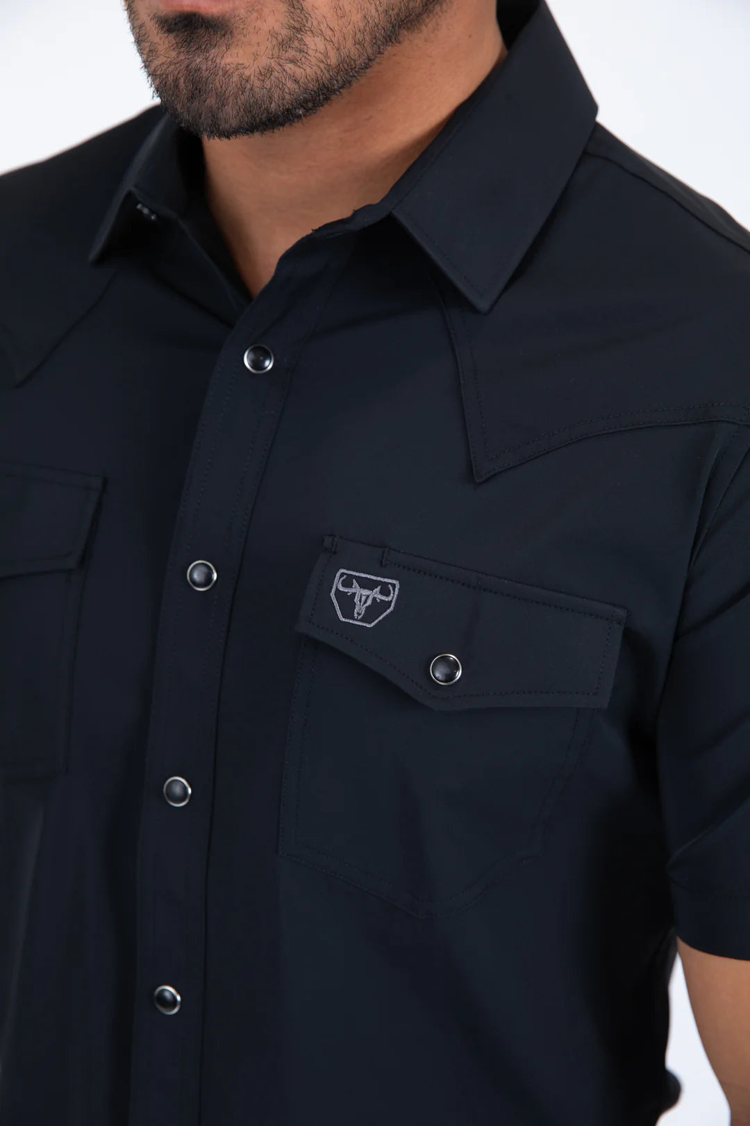 Platini Men's Performance Western Short Sleeve Black Shirt PWS11535